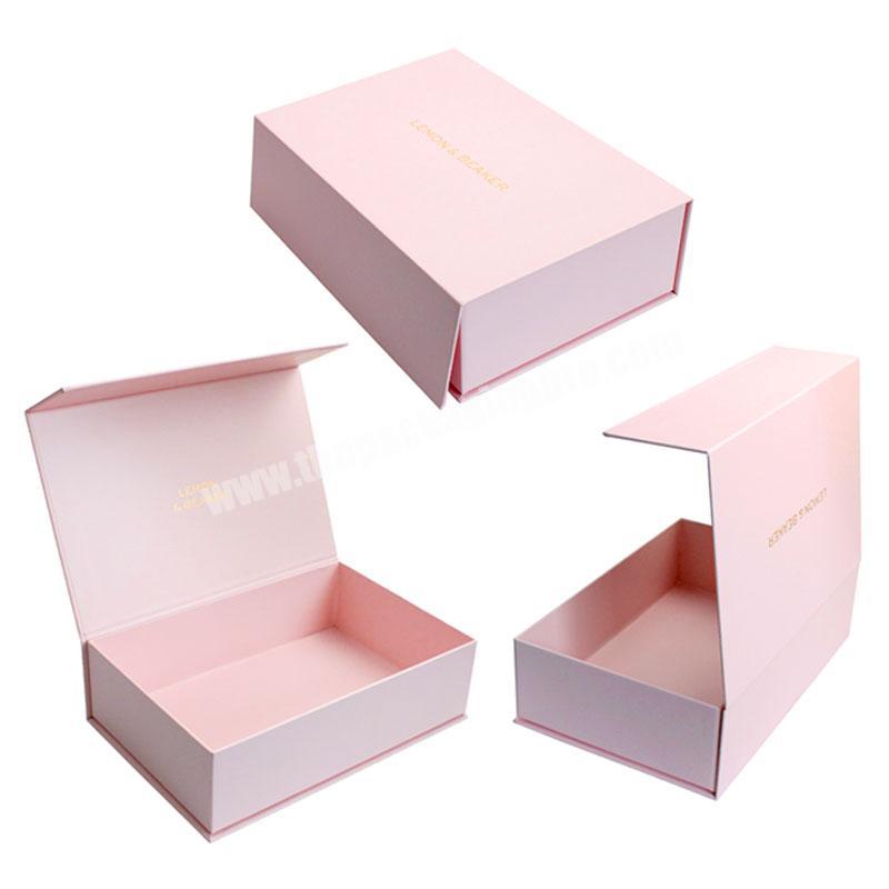 Factory Custom PinkBlackWhite Gold Foil Logo Magnetic box Rigid Cardboard box Printed CosmeticClothing Gift Sets Paper Box