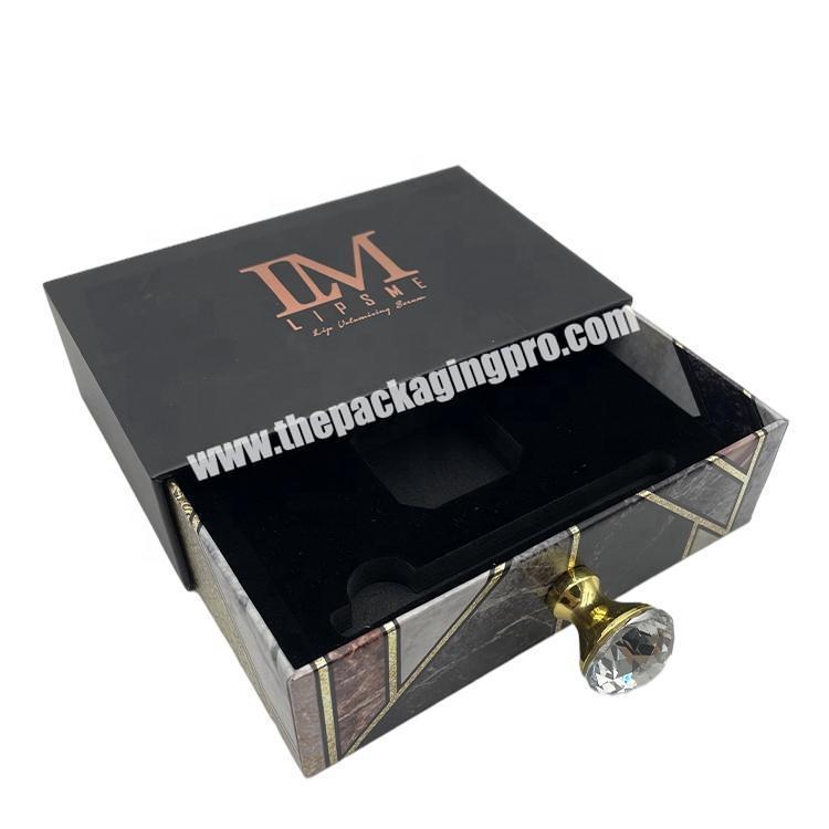 Factory High End Luxury Custom Printing EVA Velvet Insert Cosmetics Bottle Packaging Cosmetic Drawer Box with Handle