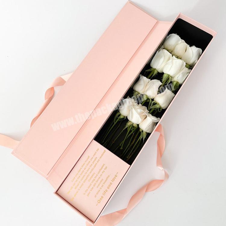 Factory Price Rectangular Rose Flower Gift Packaging Boxes Custom Logo Magnetic Cardboard Box For Flowers