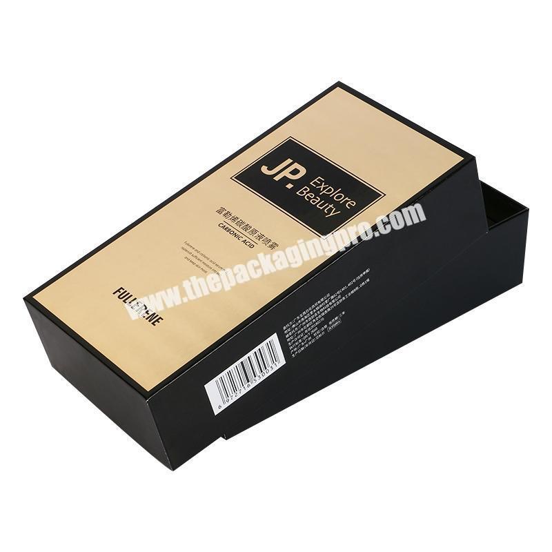 luxury custom made telescoping two part top and bottom style golden gift packaging paper box