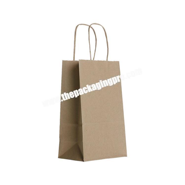 Factory Sale Custom Fast Food Pure Color Kraft Paper Bag With Rope Handle
