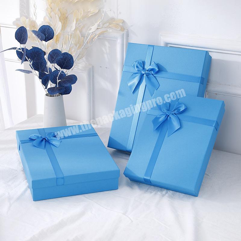 Factory direct sale blue bowknot box customize different sizes and logo