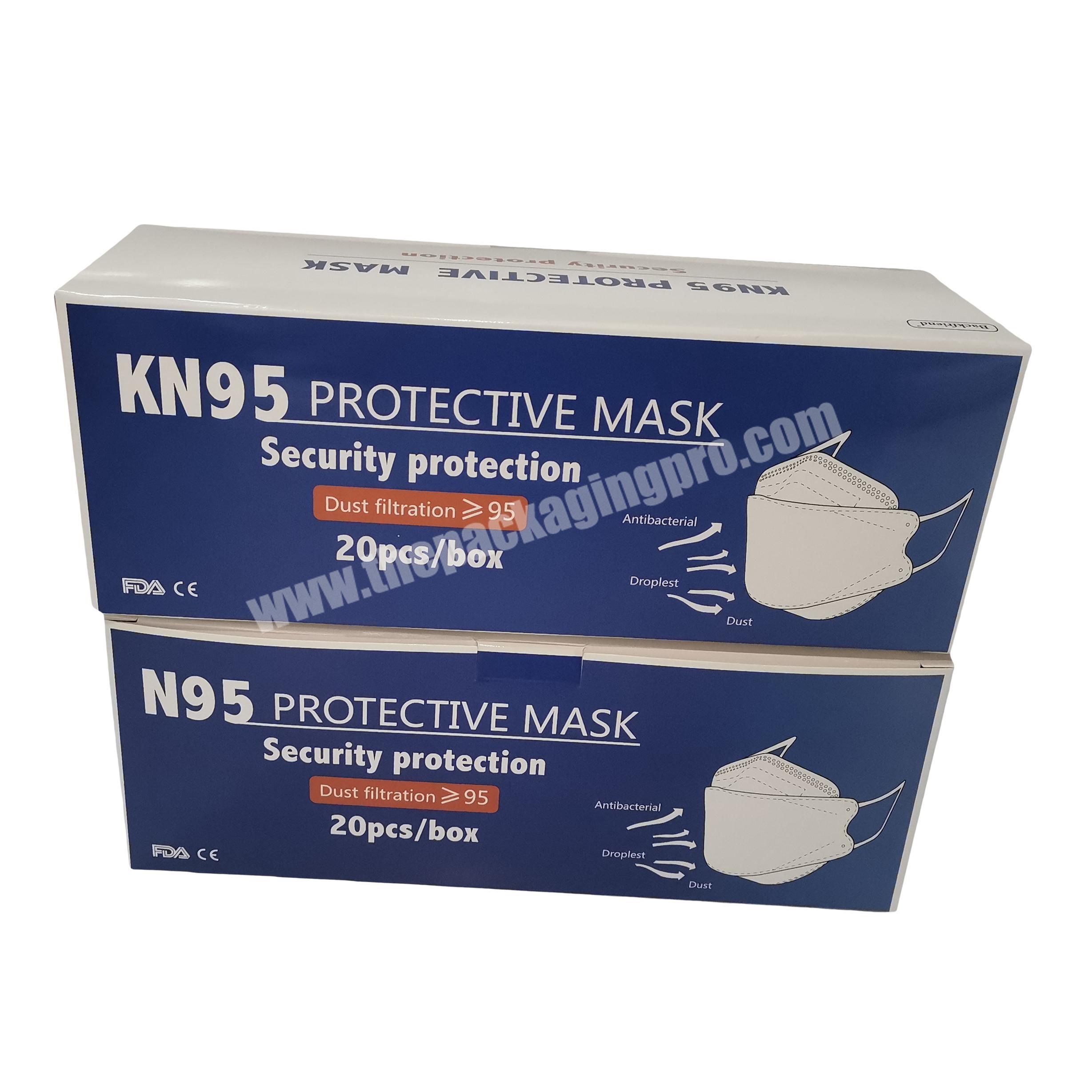 Factory price Custom Printed 50Pcs Pack Medical Disposable 3Ply Surgical Face Mask  Packaging N95 N99 KN95 Paper Box