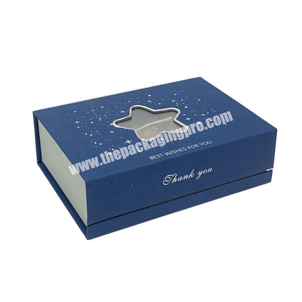 Factory price Custom luxury magnetic packaging boxes  with transparent window book style rigid box