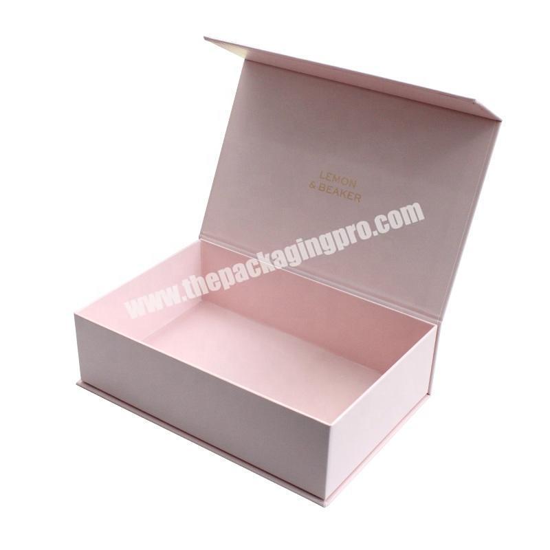 Square Gift Magnet Book Shape Box Pink Large Magnetic Closure Packaging Clothing Rigid With Magnetic Closure Lid