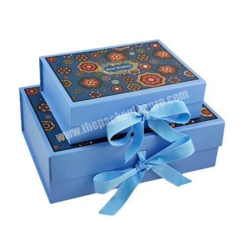 Flap Lid Bespoke Packaging Large Paper Magnetic Foldable Gift Box With Ribbon