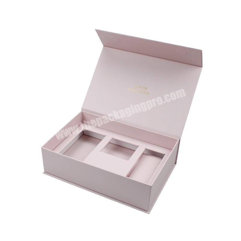 Flap Lid Packaging Cardboard Bespoke Custom pink Magnetic Closure Gift Box