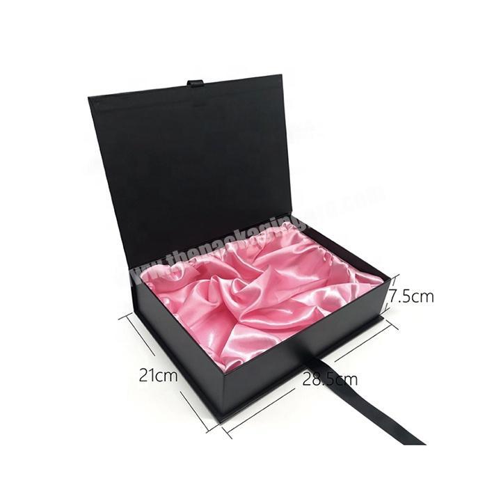 Flap lid Flower Gift Packaging Box with Ribbon Custom Design Gift Box for Premium Qualit Black Coated Paper Cygedin