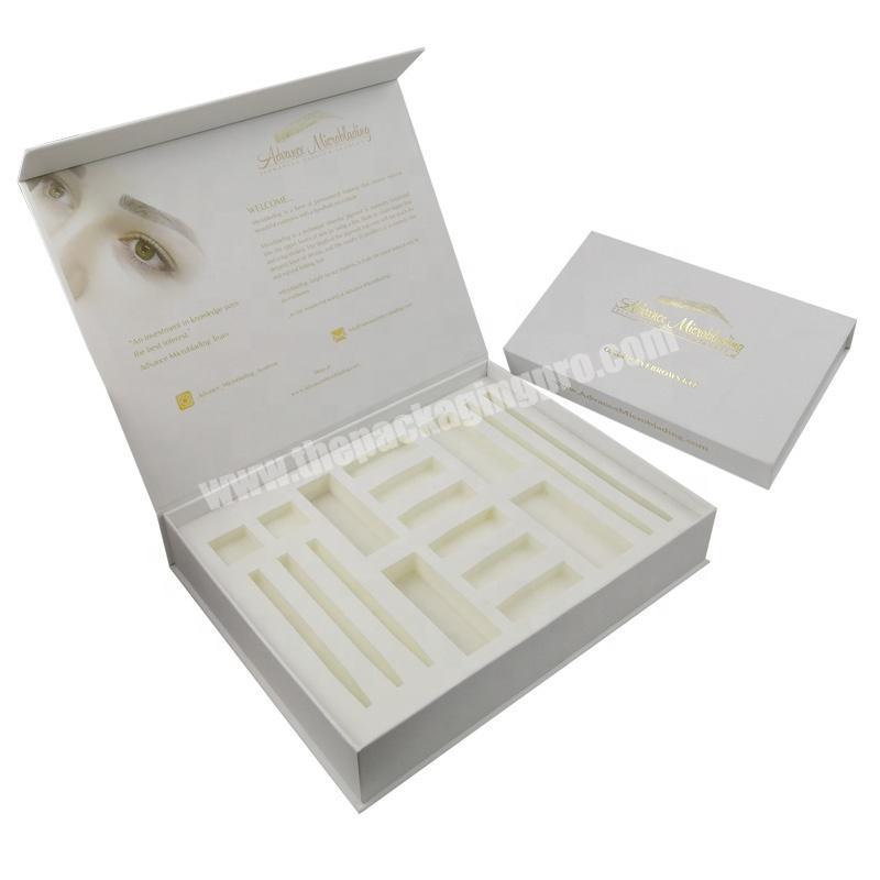 Foiling Logo White Cardboard Magnetic Gift Cosmetic Packaging Box Gold Personal Care,beauty Packaging Customized Paperboard Nice