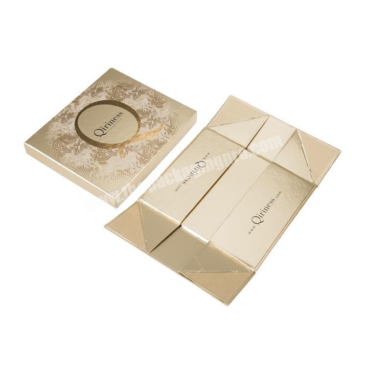 Foldable Collapsible Gift Custom Gold Box Cardboard Magnetic Flat Folding Scarf Gift Card Boxes Packaging