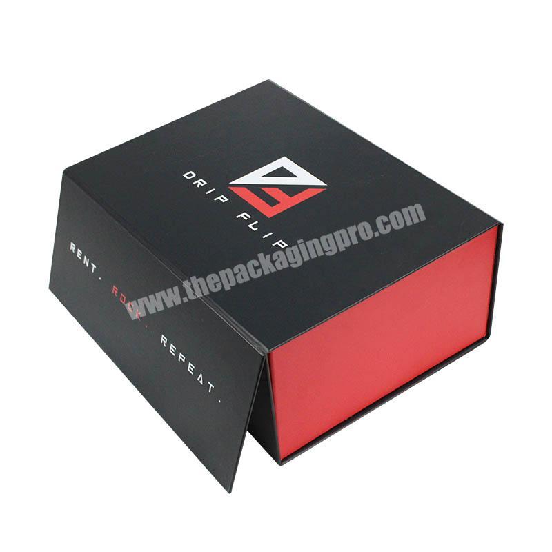Foldable box Custom Logo Clothing Packaging Box Black Rigid Cardboard Gift Box With Magnet Closing