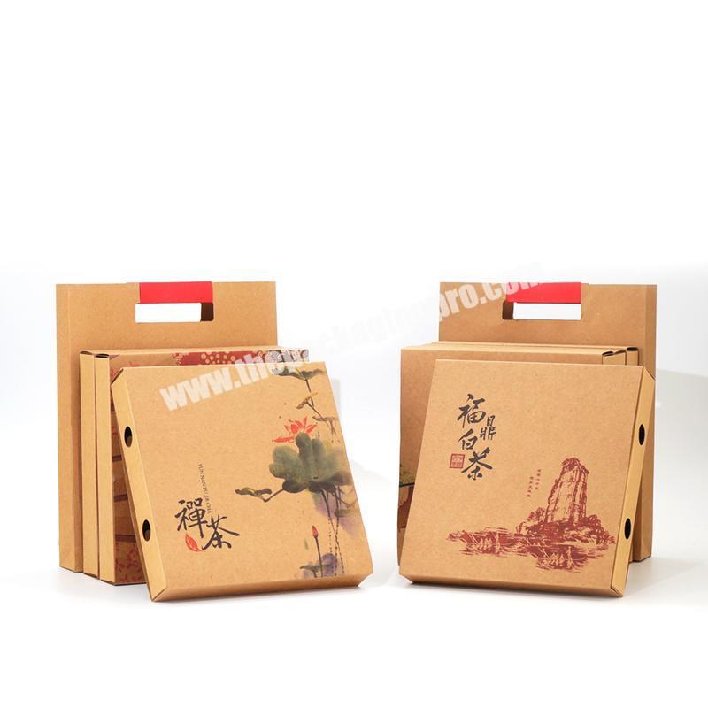 Food grade recyclable brown kraft paper packaging gift box for tea cookie