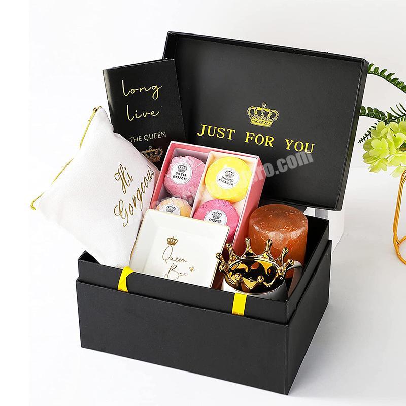 Free Design Custom Logo Royal Black Birthday Gift Box Packaging Gift Boxes Prime Branded Packing For Women