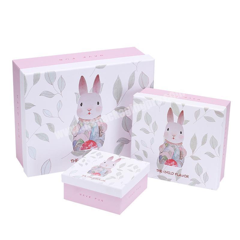 Fresh cartoon rabbit gift box and paper bag creative lovely gift packaging box can be customized S M L