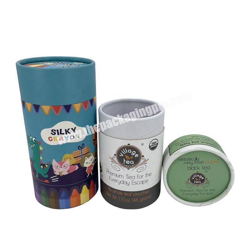 Full Color Printing Beautiful Cylinder Paper Tube Packaging Round Shape High End Custom Crayons Box
