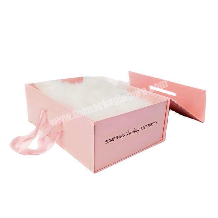 Custom Printed Luxury Hard Cardboard Pink Rigid Paper Foldable Magnetic Gift Box