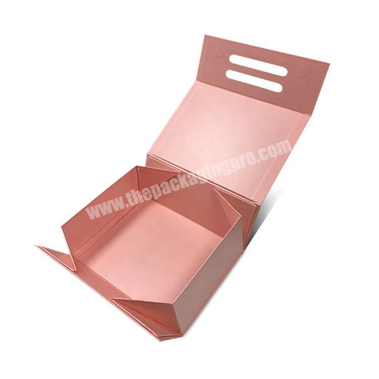 Customized Paper Luxury Boite Cadeau Hair Shoe Folding Magnetic Packaging Gift Box With Silk Ribbon Handle