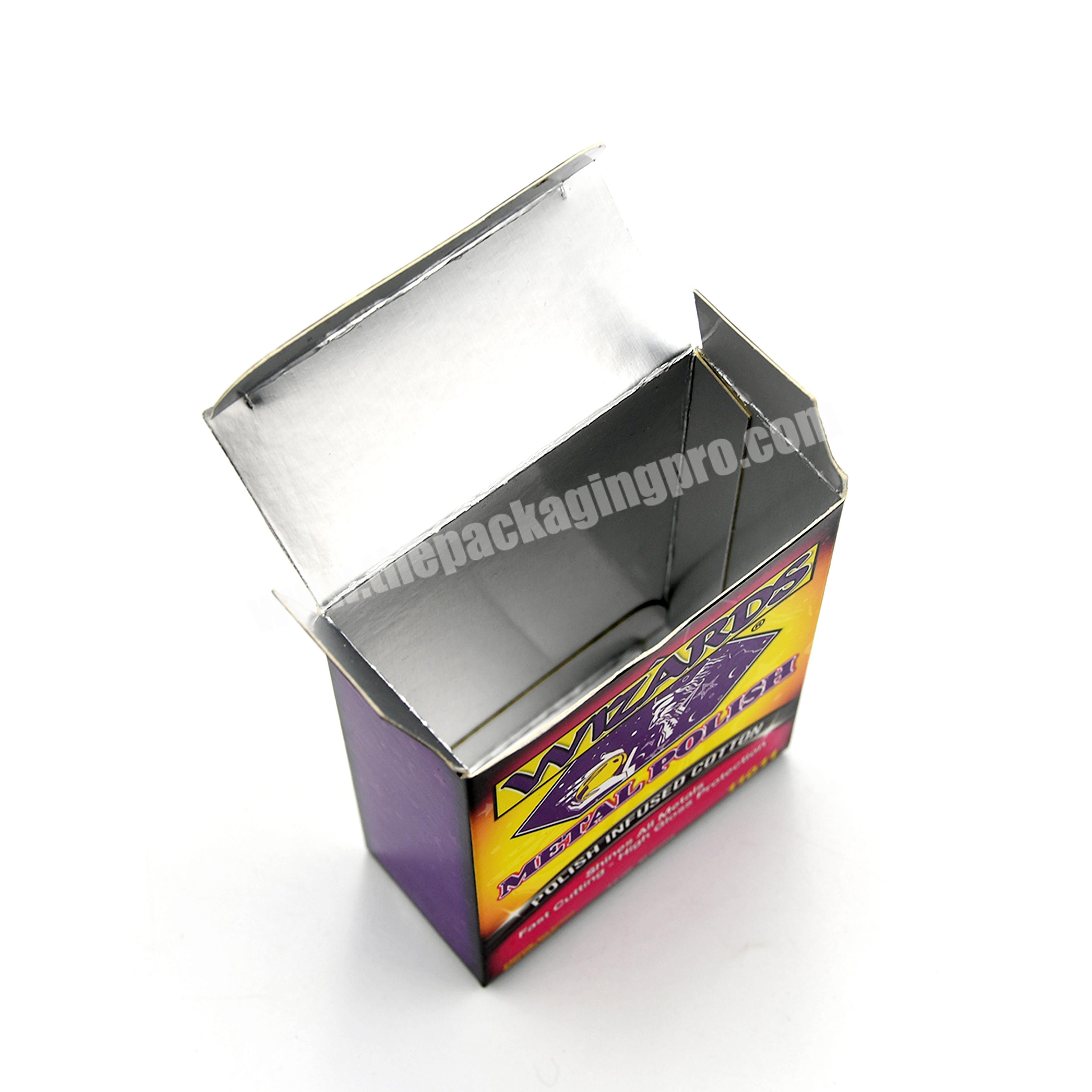 Gloss matte finishing paper packaging box with foil lining for retail