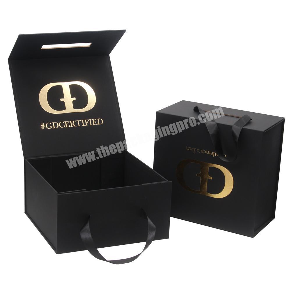 Gold Stamping Bespoke Black Magnet Printer Paper Caixa Embalagem Scatole Personalizzate Scatola Regalo