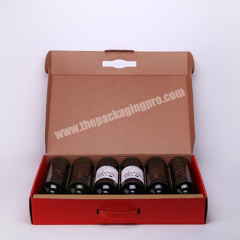 HJCB015 Custom 3 Layer Corrugated 6 Pack Wine Bottles Cardboard Box