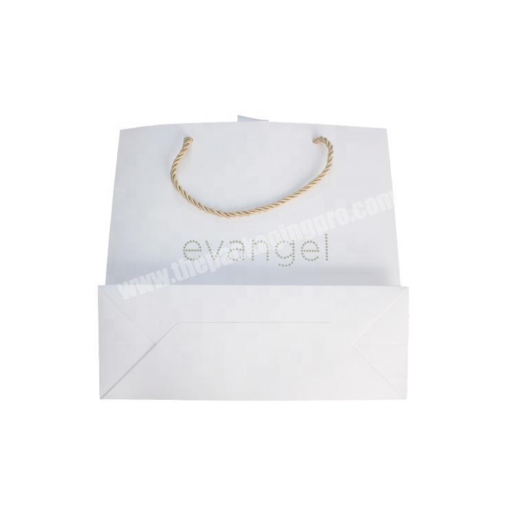 HS luxury shopping gift  white craft food paper packaging bags custom print logo with handle wholesale