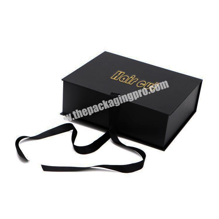 Wholesale logo printed black bundles wig packaging custom hair extension box