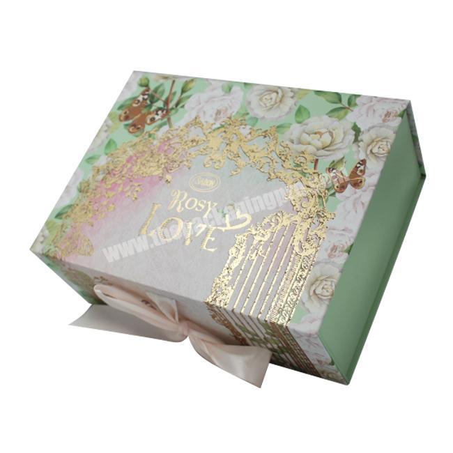 Handmade Paperboard Rectangle Tie Gift Boxes Decorative Christmas Customised Magnetic Gift Box With Ribbon
