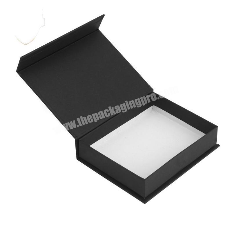 High Quality Cardboard Magnetic Black Flip Gift Box With Custom Logo