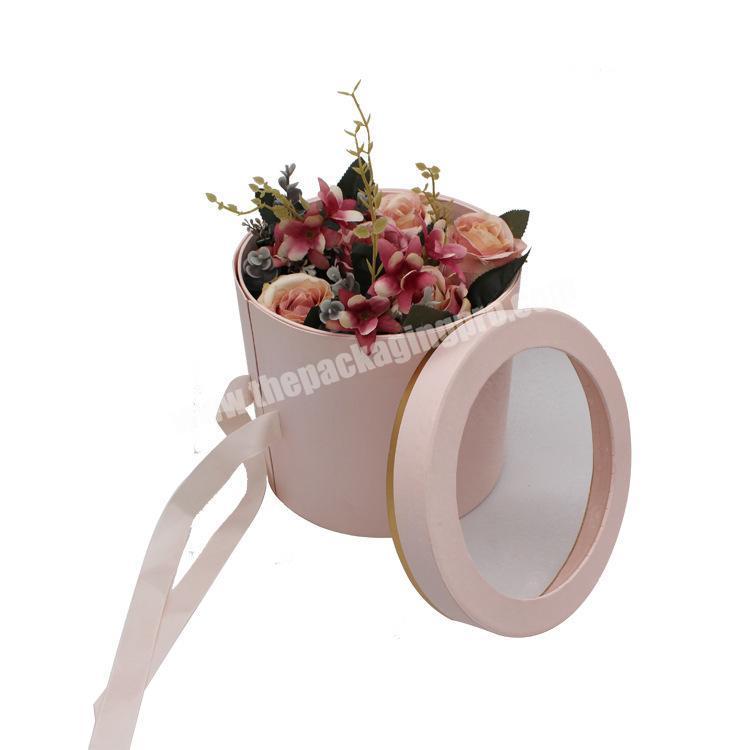 High Quality Cardboard Rose Gift Packaging Large Round Luxury Packaging With Lid Set Flower Box