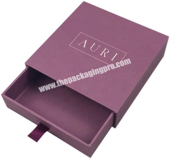 High Quality Custom Sliding Papere Box Handmade Matt Printed Slide Box Purple Eyelash Drawer   Packaging Boxes