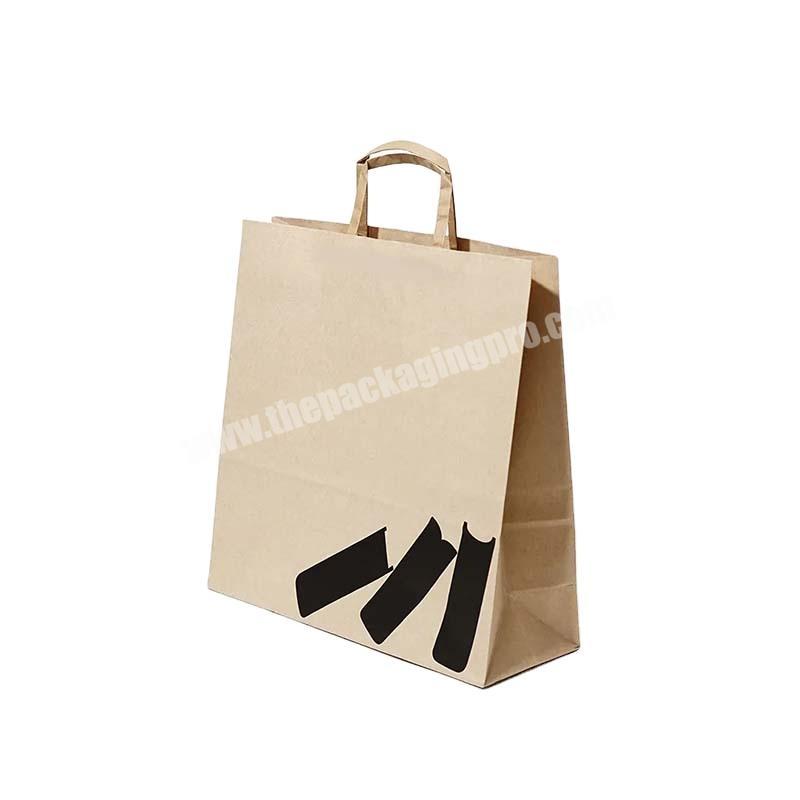 High Quality Gold Stamping Brown Bags Square Art Paper Bag With Flat Handles