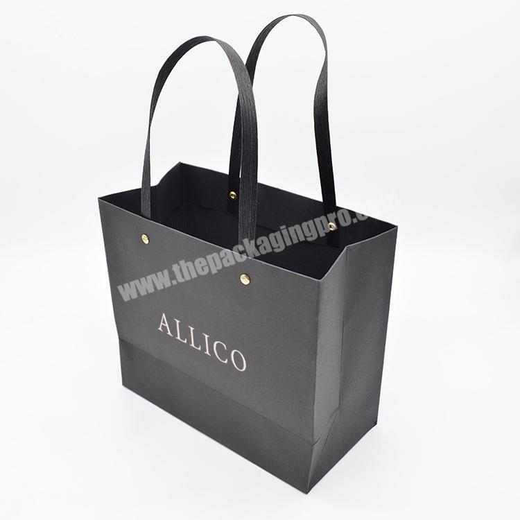 High-end Black Tote Shopping Bag Wholesale Printed Logo Paper Bags Clothing Shoe Packaging Gift Bag