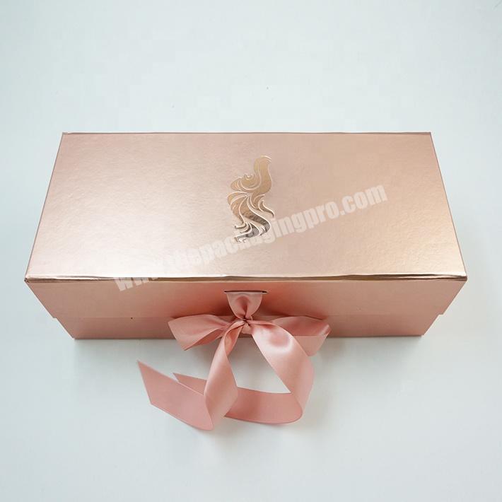 High-end Gift Boxes Foldable Cardboard Boxes Custom Gift Packaging Box with Rose Gold Foil