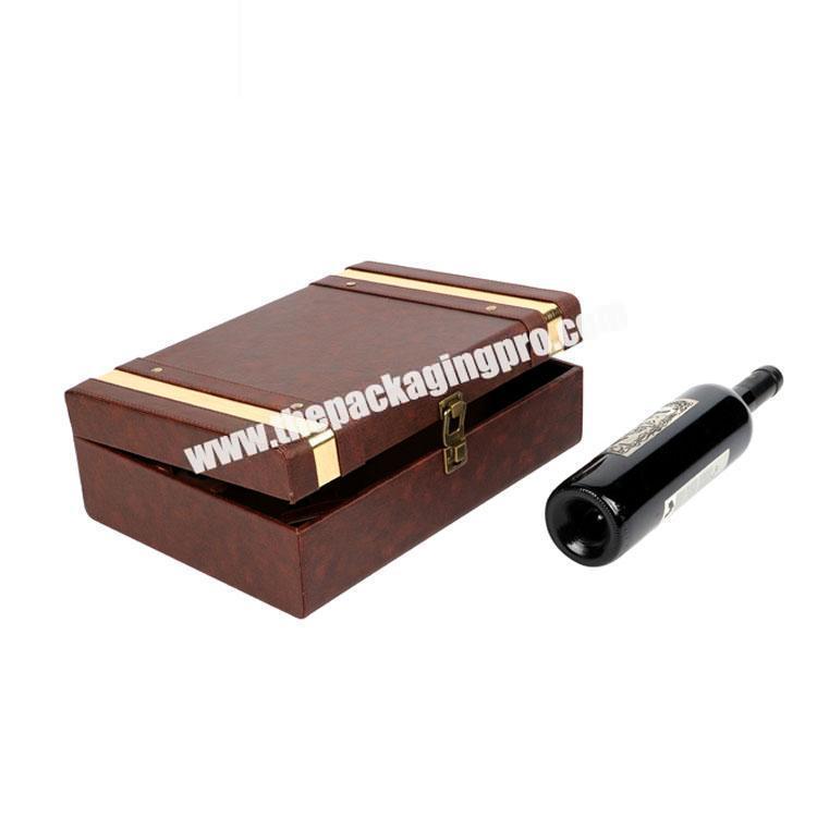 High-grade leather PU wine gift box engraved double red wine packing box with wine set