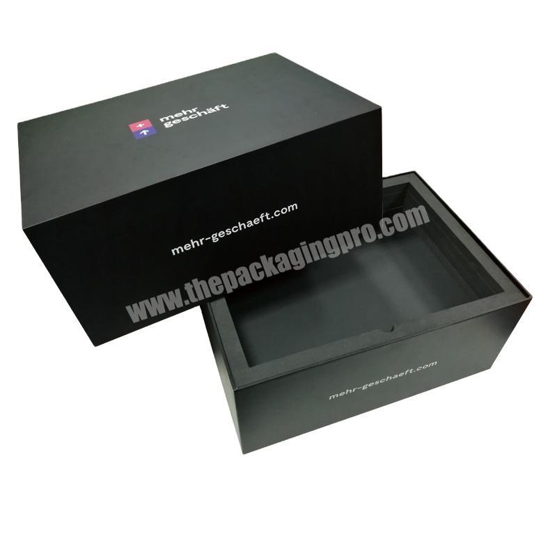 High quality Lid And Base Gift box Black Packaging Paper Box With custom logo