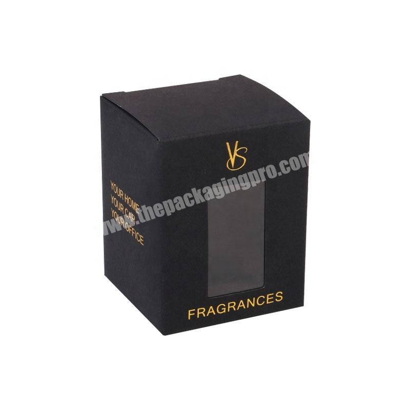 High quality custom printed black paper box cosmetic packaging with clear window
