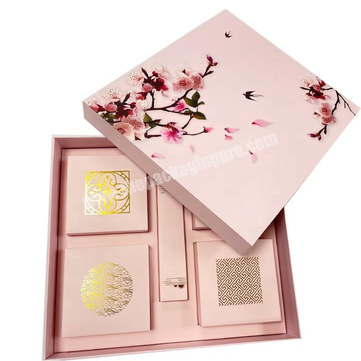 High quality gift set packaging boxes moon cake packaging box with paper tray luxury gift packaging