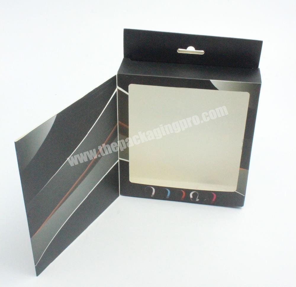 Hook Style Headset Packaging Box With Clear Pvc Window Inside