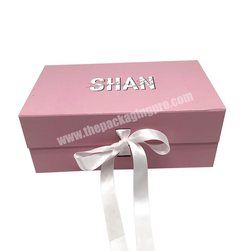 Hot Custom Logo Large Rigid foldable Paper Gift boxes Luxury Cardboard Baby Pink Magnetic Packaging Box