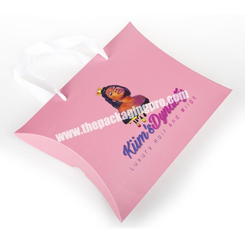 Hot Sale Custom Printed Weave Wig Packaging Hair Pillow Boxes For Bundles