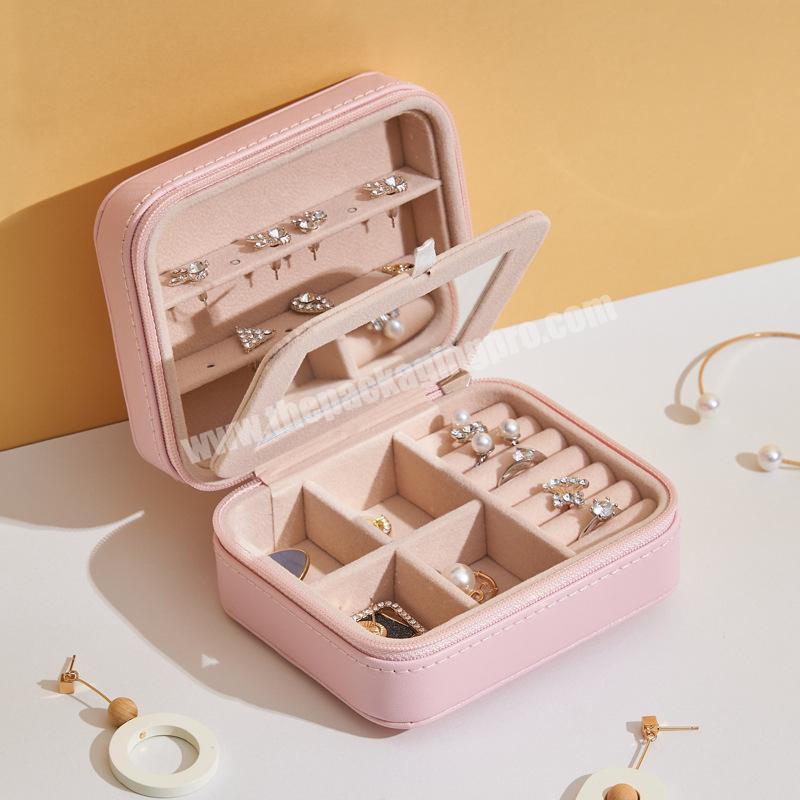 Hot Sale Pu Leather Luxury Organiser Small Pink Storage Gift Ring Earing Necklace Travel Jewellery Display Packaging Box Design
