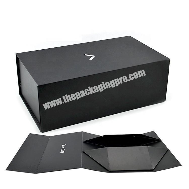 Hot Sell Matte Black Custom Logo Rigid Cardboard Magnetic Packaging Gift Foldable Shoe Box