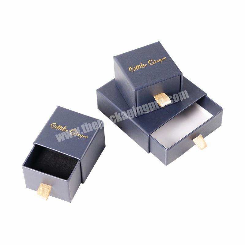Hot sell good quality small jewelry box packaging with logo custom necklace gift box ring packing black jewelry box