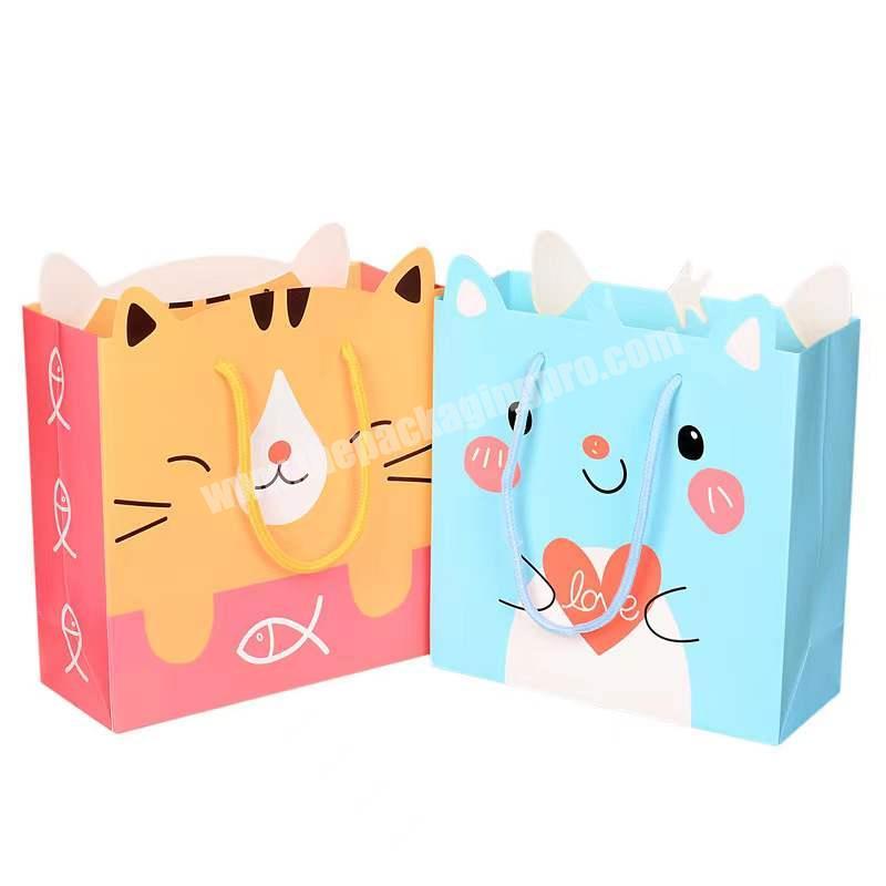 Huaisheng cute cartoon children printed character luxury art paper shopping bags with your own logo for retail