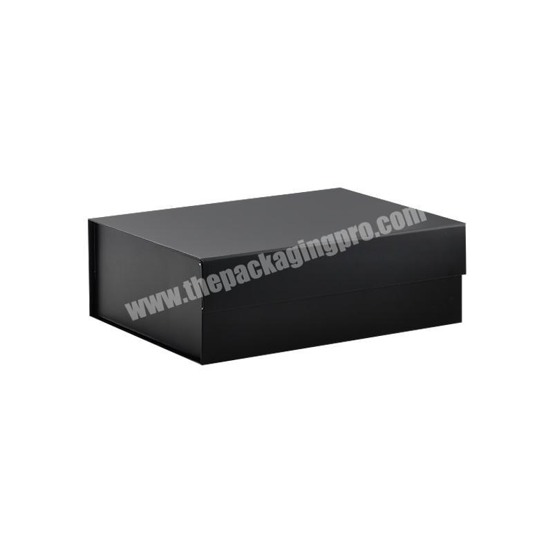 In Stock Low Moq Black Color Rigid Flat Magnetic Folding Gift Box For Packaging