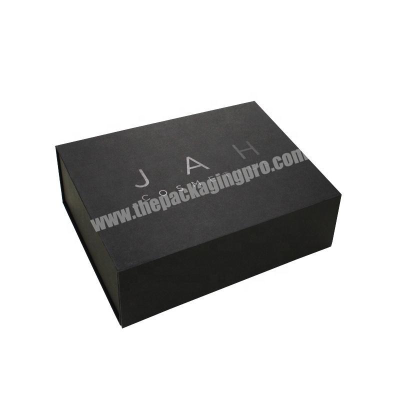 In Stock Low Moq UV Printing LOGO Foldable Boxes Black Color Magnetic Folding Gift Box For Packaging