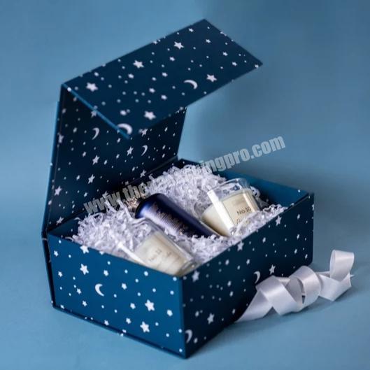 Large Cardboard Gift Box Luxury Box Magnetic Closure Folding Quality Gift Box With Ribbon