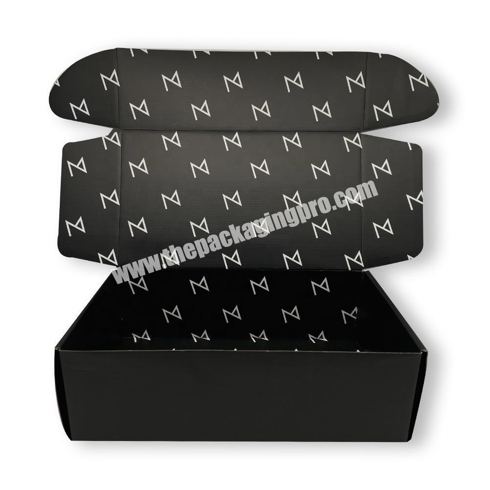 China Cheap Custom Corrugated Box Black Mailer Box Flat Fold Long Shipping Mailer Box With Logo Gold Stamping