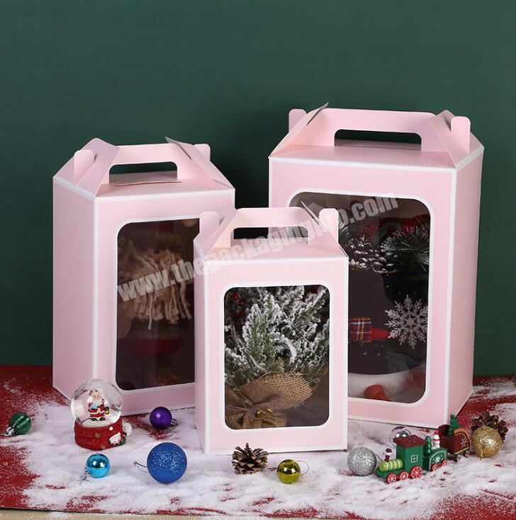 Lipack Christmas Gift Doll Packaging Box Corrugated Kraft Paper Box With Clear PVC Window