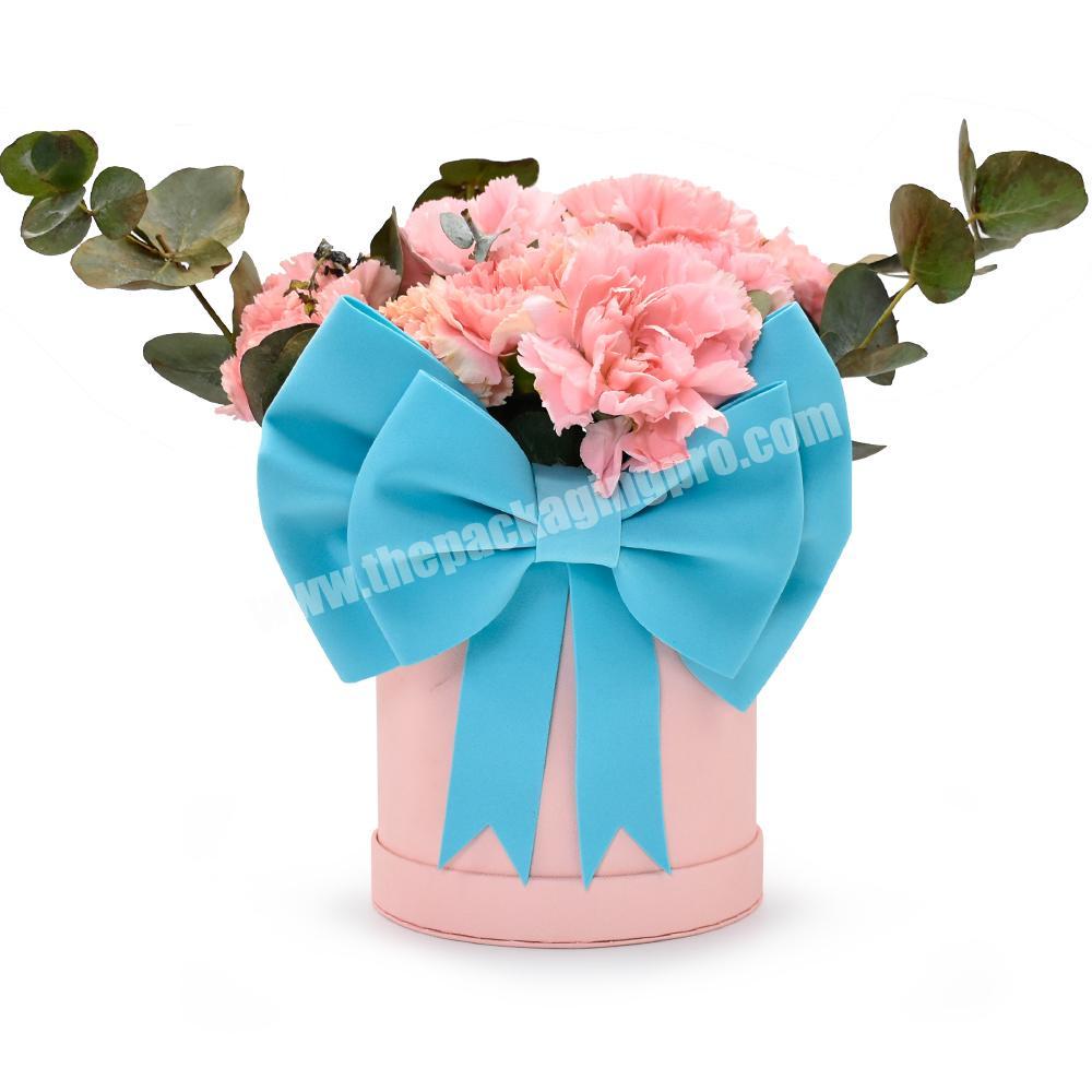 Lovely Design Custom Logo Special Paper Round Flower Box Romantic Rose Gift Preserved Flower Box Packaging With Large Bowknot